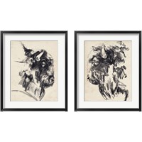 Framed 'Bison Head Gesture 2 Piece Framed Art Print Set' border=
