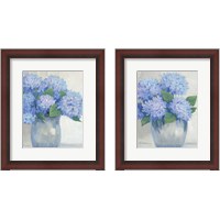 Framed 'Blue Hydrangeas in Vase 2 Piece Framed Art Print Set' border=