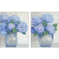 Framed 'Blue Hydrangeas in Vase 2 Piece Art Print Set' border=