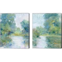 Framed 'Tranquil Stream 2 Piece Canvas Print Set' border=