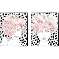 Framed 'Floral Figures Blush 2 Piece Canvas Print Set' border=