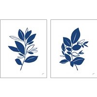 Framed 'Bay Leaves Blue 2 Piece Art Print Set' border=