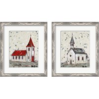 Framed 'Church & Steeple 2 Piece Framed Art Print Set' border=