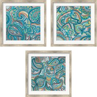 Framed 'Emerald Paisley 3 Piece Framed Art Print Set' border=