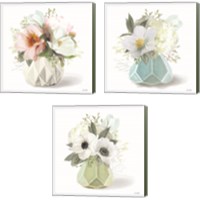 Framed 'Flowers in a Vase 3 Piece Canvas Print Set' border=