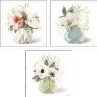 Framed Flowers in a Vase 3 Piece Art Print Set