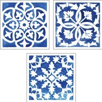 Framed Andalusian Tile 3 Piece Art Print Set