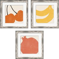 Framed 'Graphic Fruit  3 Piece Framed Art Print Set' border=