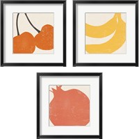 Framed 'Graphic Fruit  3 Piece Framed Art Print Set' border=