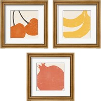 Framed 'Graphic Fruit  3 Piece Framed Art Print Set' border=