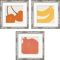 Framed 'Graphic Fruit  3 Piece Framed Art Print Set' border=