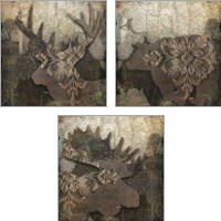 Framed 'Gothic Forest Animal 3 Piece Art Print Set' border=