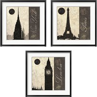 Framed 'City Moon 3 Piece Framed Art Print Set' border=