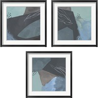 Framed 'Steely Abstract 3 Piece Framed Art Print Set' border=