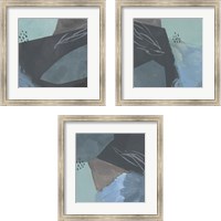 Framed 'Steely Abstract 3 Piece Framed Art Print Set' border=
