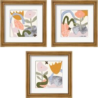 Framed 'Lunar Flower 3 Piece Framed Art Print Set' border=