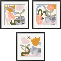 Framed 'Lunar Flower 3 Piece Framed Art Print Set' border=