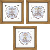 Framed 'Winter Carousel  3 Piece Framed Art Print Set' border=