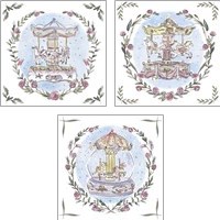 Framed 'Winter Carousel  3 Piece Art Print Set' border=