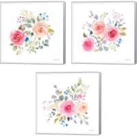 Framed 'Lush Roses  3 Piece Canvas Print Set' border=