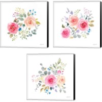 Framed 'Lush Roses  3 Piece Canvas Print Set' border=