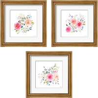 Framed 'Lush Roses  3 Piece Framed Art Print Set' border=