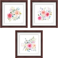 Framed 'Lush Roses  3 Piece Framed Art Print Set' border=