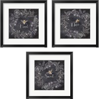 Framed Bee Sentiment Wreath Black 3 Piece Framed Art Print Set