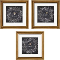 Framed 'Bee Sentiment Wreath Black 3 Piece Framed Art Print Set' border=