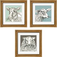 Framed Whimsical Farm Animal 3 Piece Framed Art Print Set