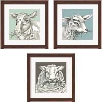 Framed 'Whimsical Farm Animal 3 Piece Framed Art Print Set' border=