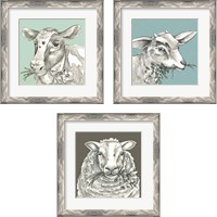 Framed Whimsical Farm Animal 3 Piece Framed Art Print Set