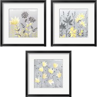 Framed Soft Nature Yellow & Grey 3 Piece Framed Art Print Set