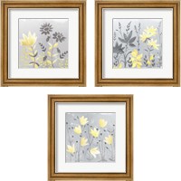 Framed 'Soft Nature Yellow & Grey 3 Piece Framed Art Print Set' border=