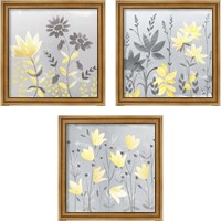 Framed 'Soft Nature Yellow & Grey 3 Piece Framed Art Print Set' border=