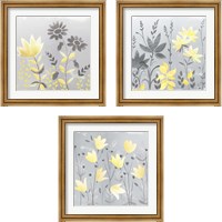 Framed 'Soft Nature Yellow & Grey 3 Piece Framed Art Print Set' border=