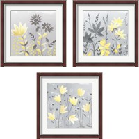 Framed 'Soft Nature Yellow & Grey 3 Piece Framed Art Print Set' border=