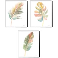 Framed 'Boho Tropical Leaf  3 Piece Canvas Print Set' border=