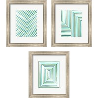 Framed 'Sea Glass Sunset 3 Piece Framed Art Print Set' border=