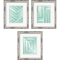 Framed 'Sea Glass Sunset 3 Piece Framed Art Print Set' border=