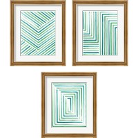 Framed 'Sea Glass Sunset 3 Piece Framed Art Print Set' border=