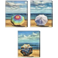 Framed Beach Umbrella 3 Piece Canvas Print Set
