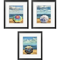 Framed Beach Umbrella 3 Piece Framed Art Print Set