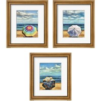 Framed Beach Umbrella 3 Piece Framed Art Print Set