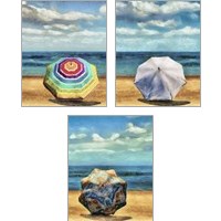 Framed 'Beach Umbrella 3 Piece Art Print Set' border=