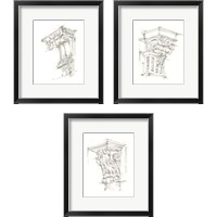 Framed 'Corbel Sketch 3 Piece Framed Art Print Set' border=