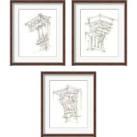 Framed 'Corbel Sketch 3 Piece Framed Art Print Set' border=