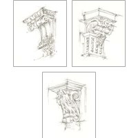 Framed 'Corbel Sketch 3 Piece Art Print Set' border=