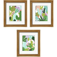 Framed 'Party Plants 3 Piece Framed Art Print Set' border=