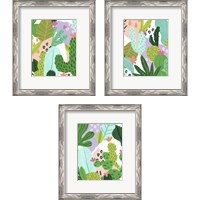 Framed 'Party Plants 3 Piece Framed Art Print Set' border=